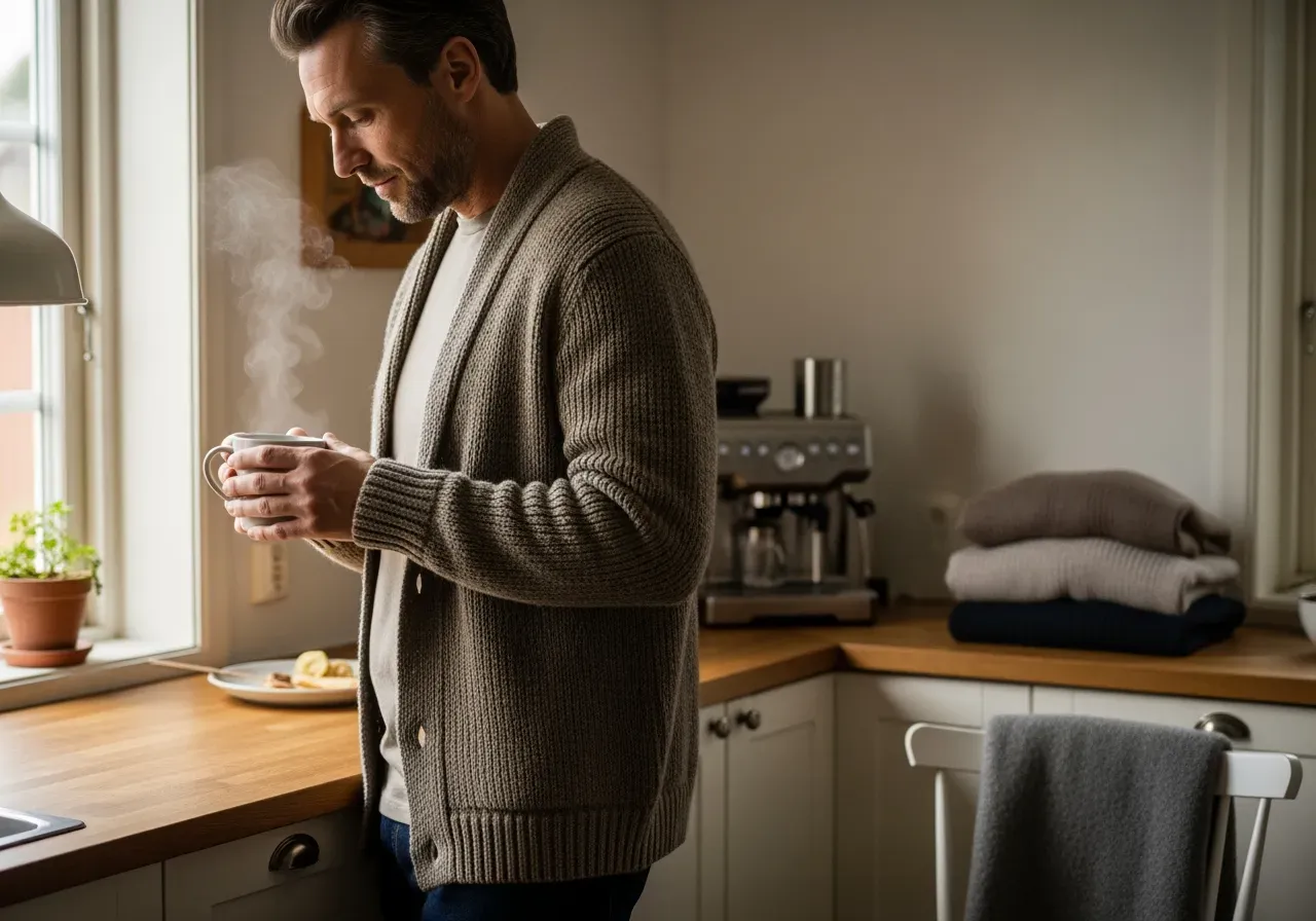 Skötsel marin kashmirhuvtröja med dragkedja