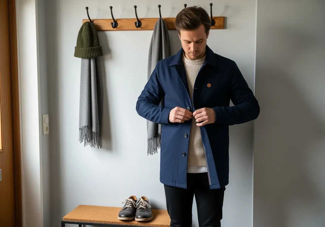 Kofta herr med dragkedja och knappar