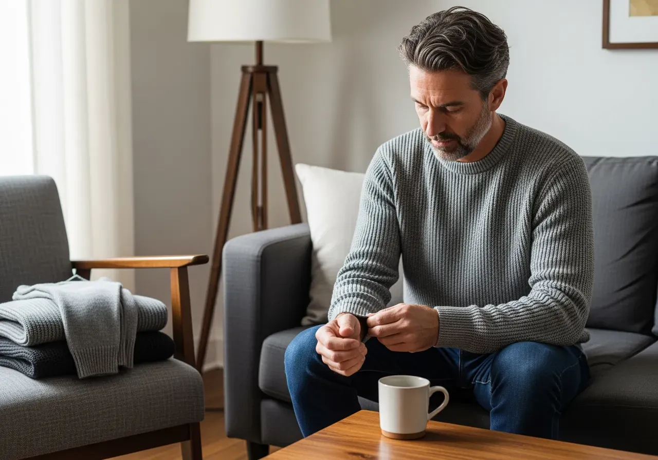 Färgguide koftor i taupe marinblå grå