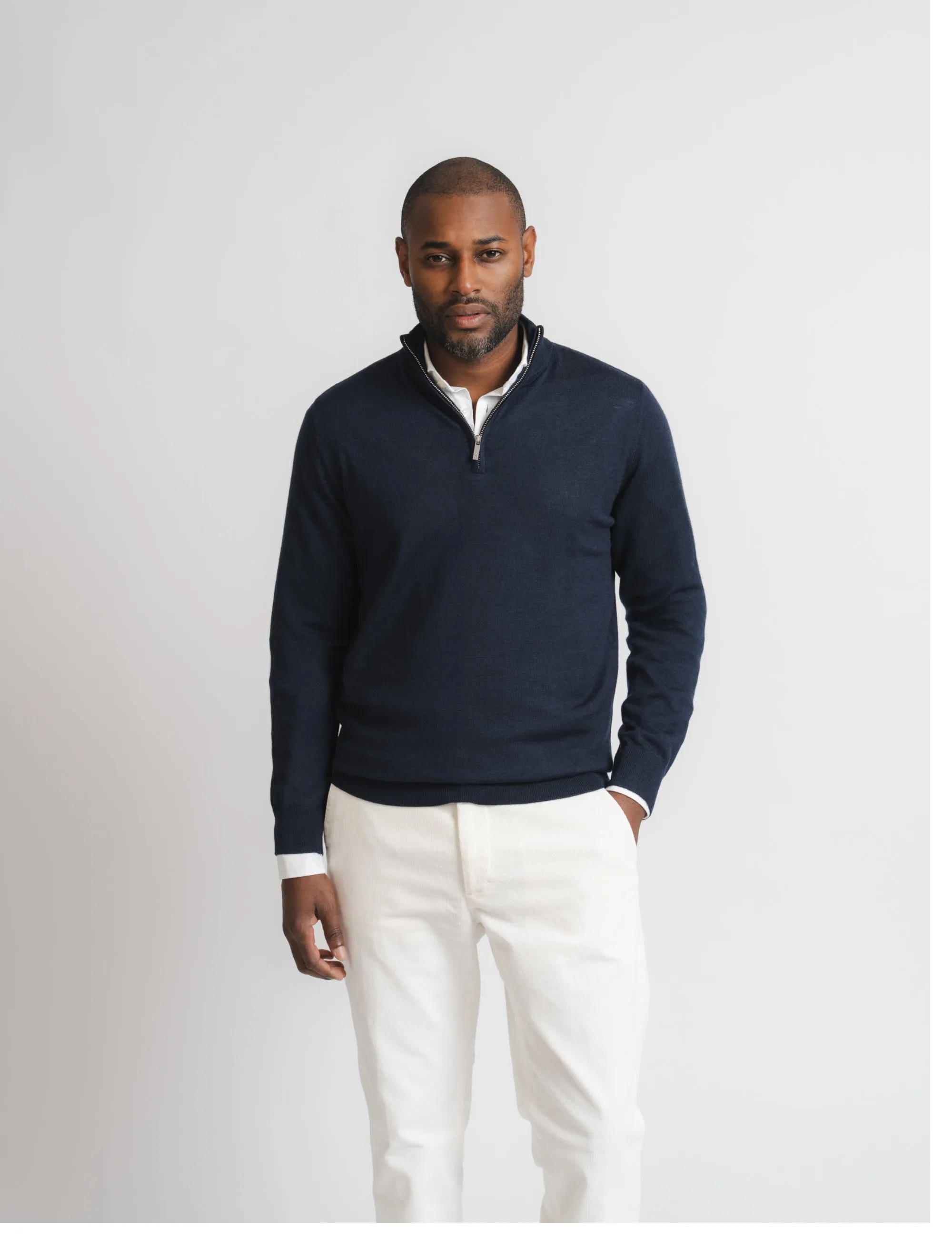 Cashfeel Merino Half Zip - Navy