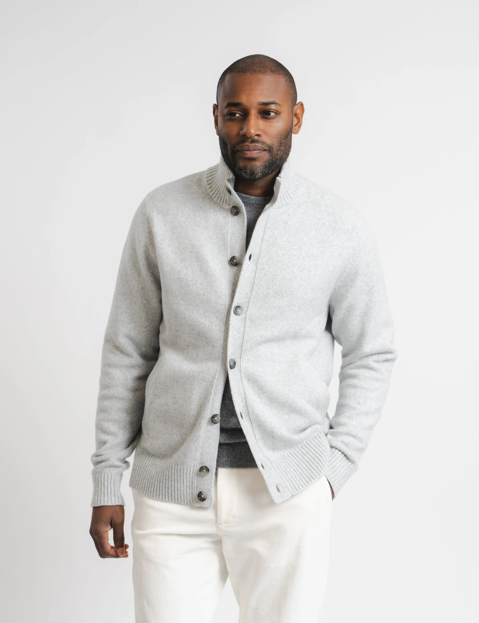 Heavy Knitted Cardigan - Grey