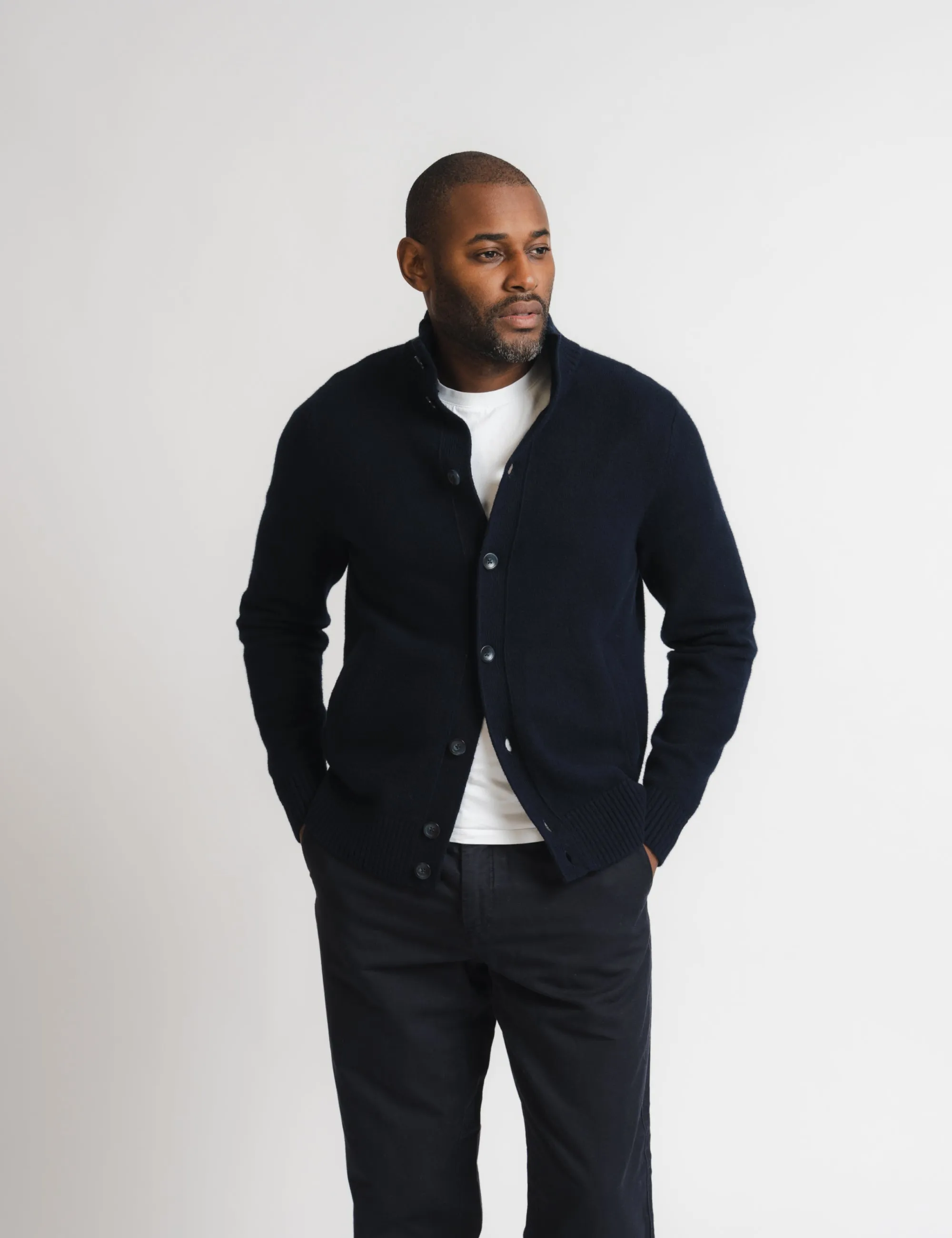 Heavy Knitted Cardigan - Navy