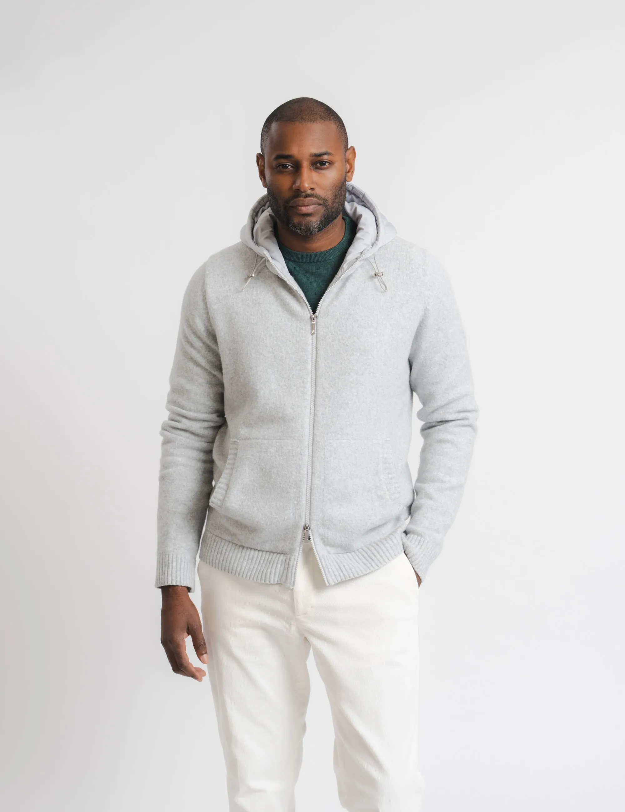 Knitted Hood Jacket - Grey