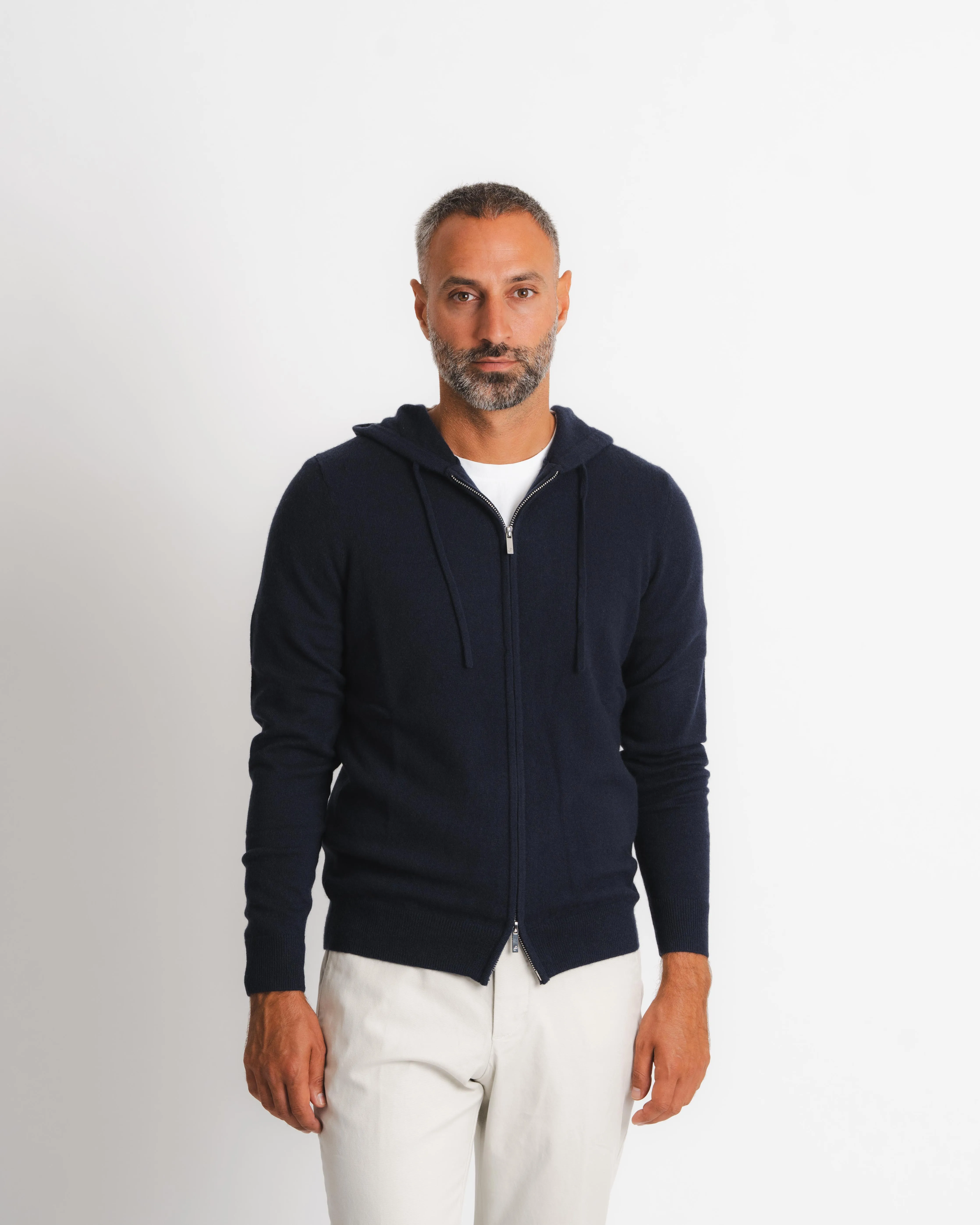 Royal Cashmere Zip Hoodie - Navy