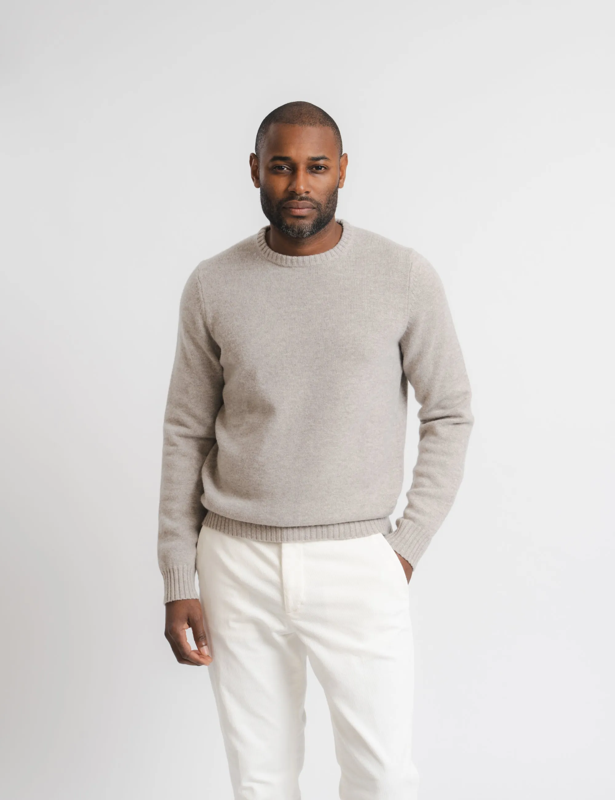 Wool Cashmere Chunky Crewneck - Greige