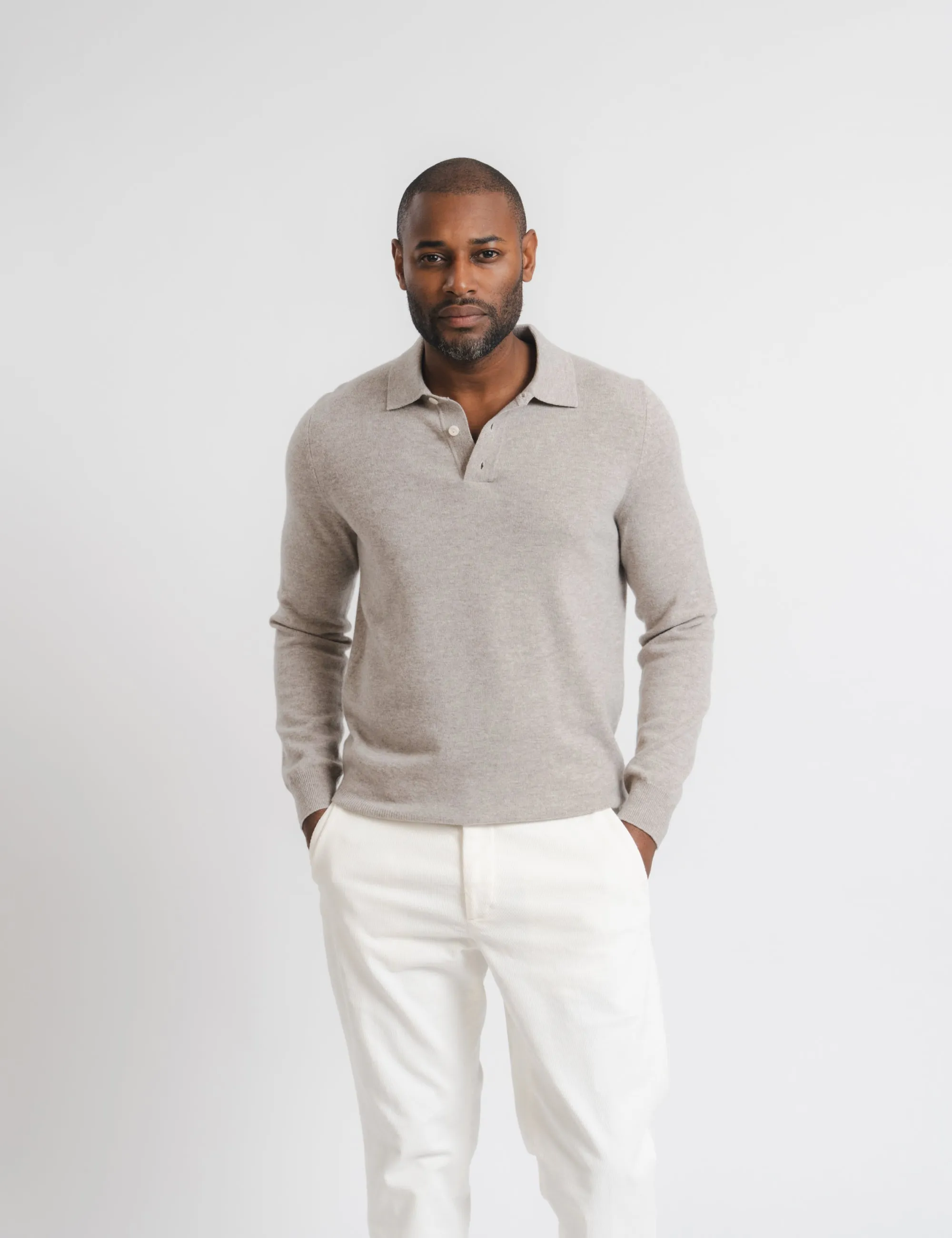 Wool Cashmere Polo - Greige