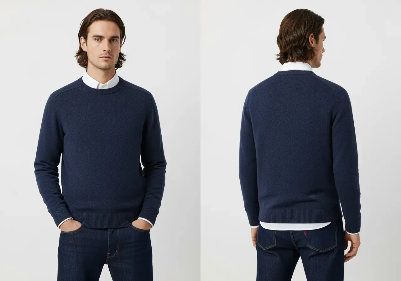 Finstickad och grovstickad rundhals