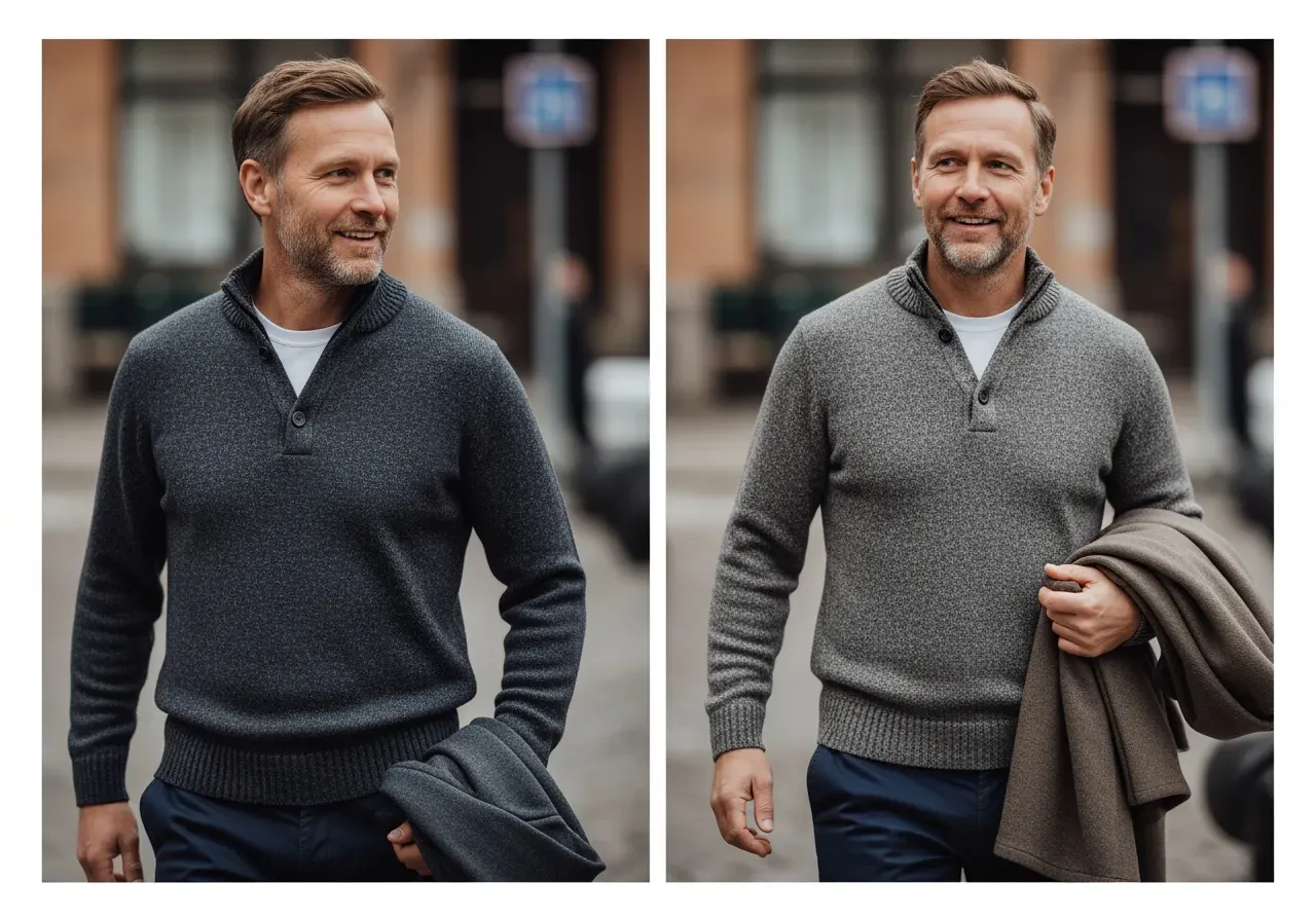 Marinblå kashmirtröja med rund hals