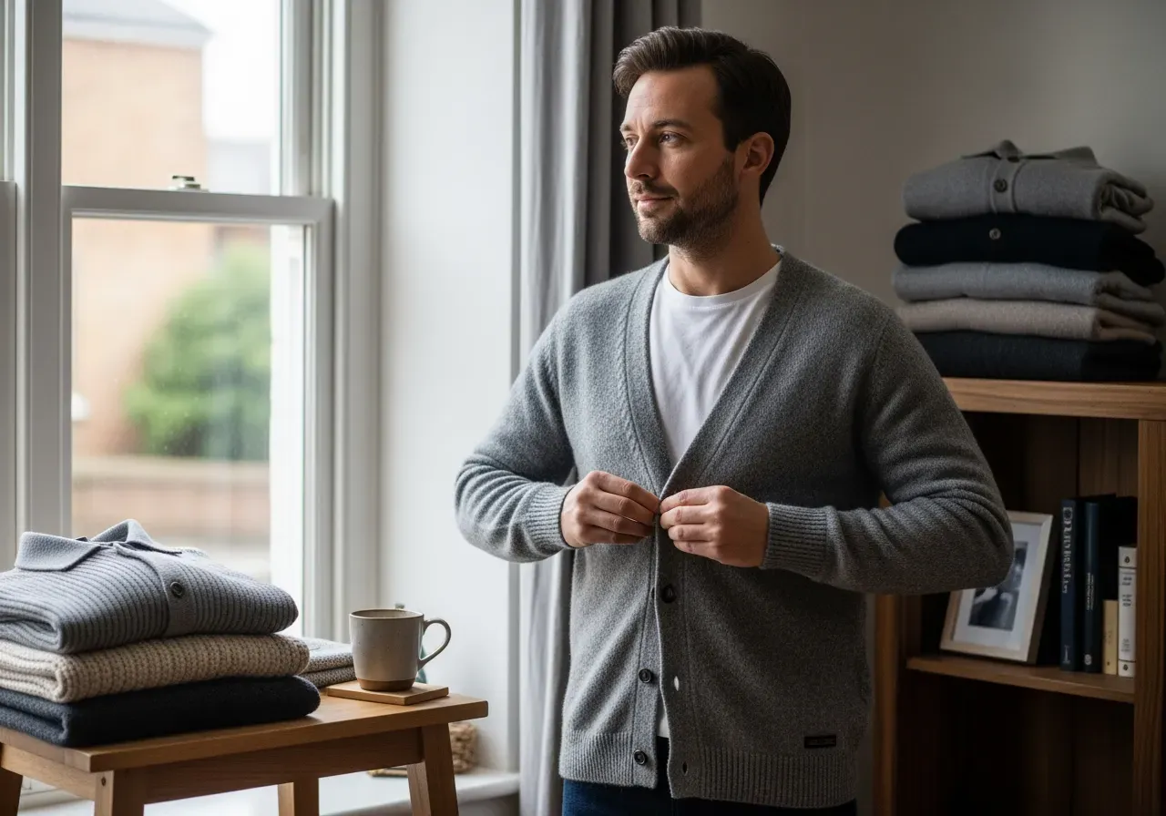 Merino rundhals i brun och taupe