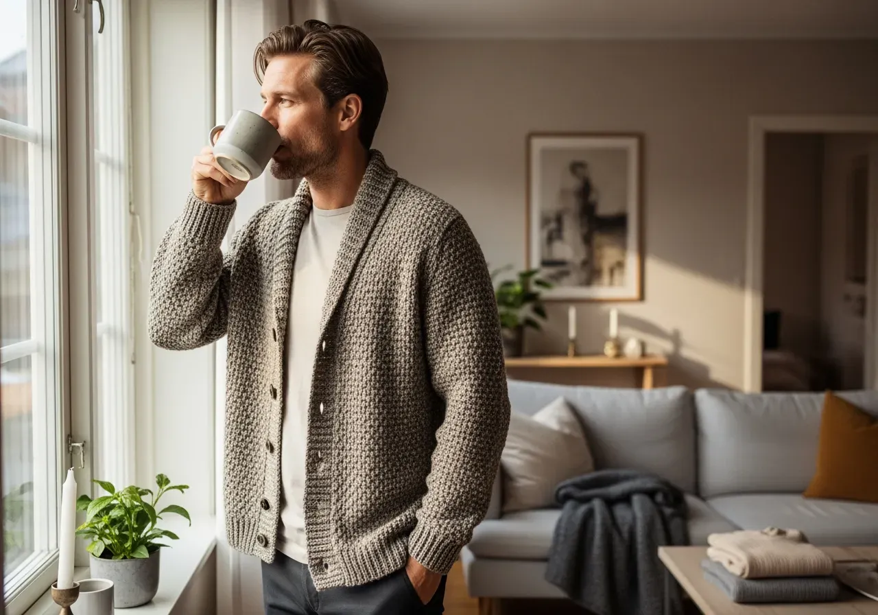 Svart kashmirtröja med rund hals