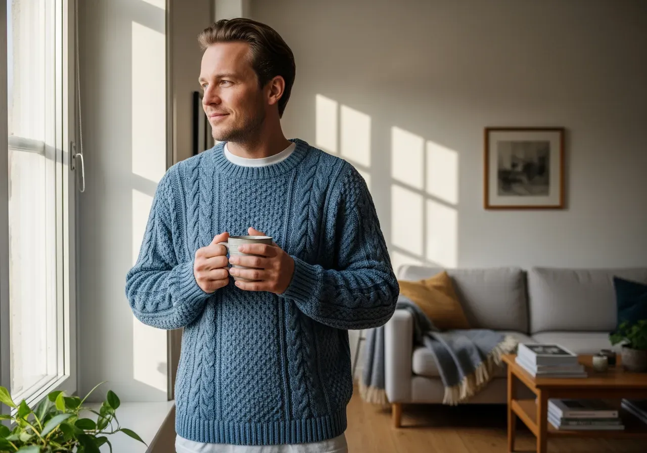 Stickad t-tröja med skjortjacka